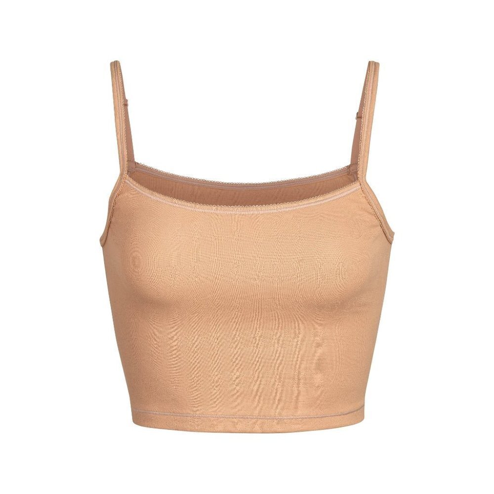 SKIMS Logo Pointelle Rib Camisole in Ochre Size Medium